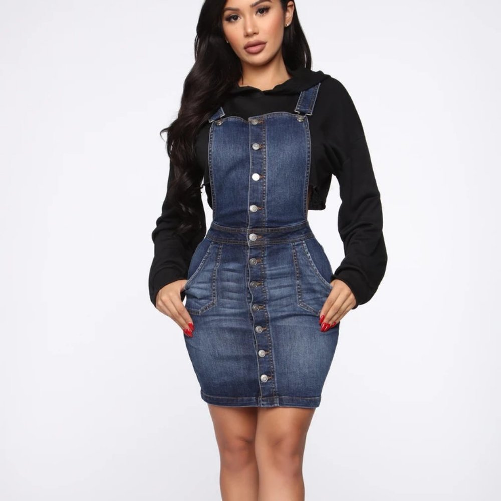 Always Amy Denim Skirtall - Dark Denim